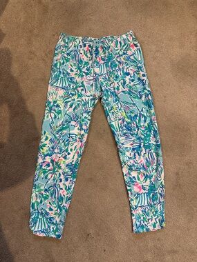 Lilly Pulitzer women’s ' Aqua Pink Tropical Print Leggings